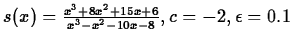 $s(x) = \frac{x^3 + 8x^2 + 15x + 6}{x^3 - x^2 - 10x - 8}, c = -2, \epsilon = 0.1$