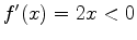 $f'(x) = 2x
<0$