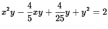 $\displaystyle x^2y-\frac{4}{5}xy+\frac{4}{25}y+y^2=2$