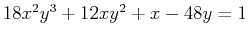 $18x^2y^3+12xy^2+x-48y=1$