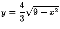 $\displaystyle y= \frac{4}{3}\sqrt{9-x^2}$