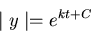 \begin{displaymath}\mid y \mid = e^{kt + C} \end{displaymath}