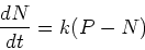 \begin{displaymath}\frac{dN}{dt}=k(P-N) \end{displaymath}