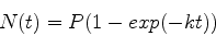 \begin{displaymath}N(t) = P(1-exp(-kt)) \end{displaymath}