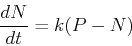 \begin{displaymath}\frac{dN}{dt}=k(P-N) \end{displaymath}