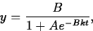 \begin{displaymath}
y = \frac{B}{1+Ae^{-Bkt}}, \end{displaymath}