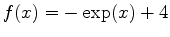 $f(x)=-\exp(x)+4$