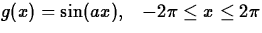 $g(x) = \sin(ax),\;\;\; - 2\pi \leq x \leq 2\pi$