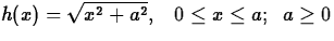 $h(x) = \sqrt{x^2 + a^2},\;\;\;0 \leq x \leq a;\;\;a \geq 0$