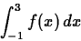 \begin{displaymath}
\int_{-1}^{3} f(x) \, dx \end{displaymath}