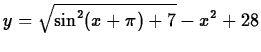 $\displaystyle y= \sqrt{\sin^2(x+\pi)+7}-x^2+28$
