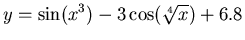 $\displaystyle y=\sin(x^3)-3\cos(\sqrt[4]{x})+6.8$