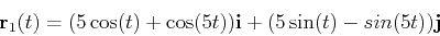 \begin{displaymath}\mathbf{r}_1(t) = (5\cos(t)+\cos(5t)) \mathbf{i} + (5\sin(t)-sin(5t)) \mathbf{j}\end{displaymath}