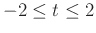 $-2 \leq t \leq 2$