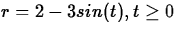 $r = 2 - 3 sin(t),
t \geq 0$