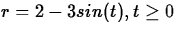 $r = 2 - 3 sin(t), 
t \geq 0$