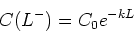 \begin{displaymath}C(L^-) = C_0 e^{-kL} \end{displaymath}