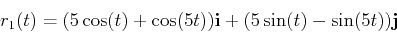 \begin{displaymath}r_1(t)=(5\cos(t)+\cos(5t)){\bf i}+(5\sin(t)-\sin(5t)){\bf j}\end{displaymath}