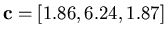 ${\bf c} = [1.86,6.24,1.87]$