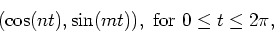 \begin{displaymath}( \cos(n t), \sin(m t)), \mbox{ for $0 \leq t \leq 2 \pi$}, \end{displaymath}