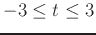 $-3 \leq t \leq 3$