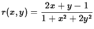 $\displaystyle r(x,y) =\frac{2x+y-1}{1+x^2+2y^2} $