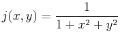 $\displaystyle j(x,y)=\frac{1}{1+x^2+y^2}$