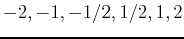 $-2,-1,-1/2,1/2,1,2$