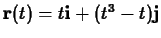 ${\bf r}(t) = t{\bf i} + (t^3-t){\bf j}$