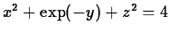 $x^2+\exp(-y)+z^2 = 4$