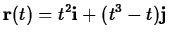$\displaystyle \mathbf{r}(t) = t^2 \mathbf{i} + (t^3-t)
\mathbf{j}$