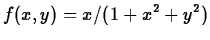 $\displaystyle f(x,y) = x/(1+x^2+y^2)$