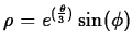 $\displaystyle \rho = e^{(\frac{\theta}{3})} \sin(\phi)$