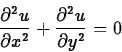 \begin{displaymath}
\frac{\partial^2 u}{\partial x^2}+\frac{\partial^2 u}{\partial y^2}=0
\end{displaymath}