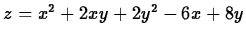 $z=x^2+2xy+2y^2-6x+8y$
