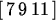 \begin{maplelatex}
\begin{displaymath}[\,7\,9\,11\,]\end{displaymath}\end{maplelatex}