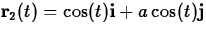 ${\bf r}_2(t) = \cos(t){\bf i} + a\cos(t){\bf j}$