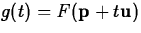 $g(t) = F(\mathbf{p} + t \mathbf{u})$