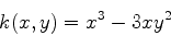 \begin{displaymath}k(x,y)=x^3-3xy^2 \end{displaymath}