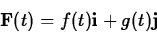 \begin{displaymath}\mathbf{F}(t) = f(t) \mathbf{i} + g(t) \mathbf{j} \end{displaymath}