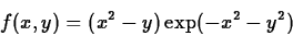 \begin{displaymath}f(x,y) =(x^2-y) \exp(-x^2-y^2) \end{displaymath}