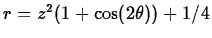 $r=z^2(1+\cos(2\theta))+1/4$