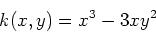\begin{displaymath}k(x,y)=x^3-3xy^2 \end{displaymath}
