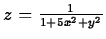 $z=\frac{1}{1+5x^2+y^2}$