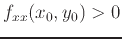 $f_{xx}(x_0,y_0) > 0$