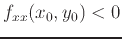 $f_{xx}(x_0,y_0) < 0$