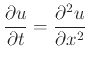 $\displaystyle \frac{\partial u}{\partial t}=\frac{\partial^2 u}{\partial x^2}$