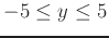 $-5 \leq y \leq 5$