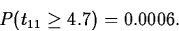 \begin{displaymath}
P(t_{11}\geq 4.7)=0.0006.\end{displaymath}